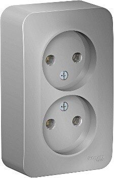 Розетка двойная наружная SCHNEIDER ELECTRIC Blanca алюминий (BLNRA000213) купить в Мастак Розетка двойная наружная SCHNEIDER ELECTRIC Blanca алюминий (BLNRA000213) купить в сети строительных магазинов Мастак