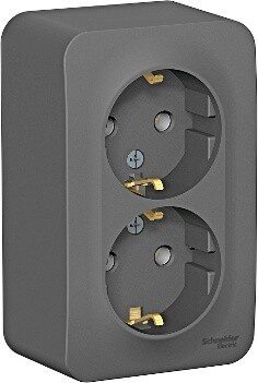 Розетка двойная наружная с заземлением SCHNEIDER ELECTRIC Blanca антрацит (BLNRA010216) купить в Мастак Розетка двойная наружная с заземлением SCHNEIDER ELECTRIC Blanca антрацит (BLNRA010216) купить в сети строительных магазинов Мастак