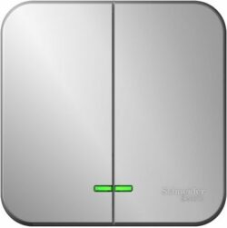 Выключатель двухклавишный наружный с подсветкой SCHNEIDER ELECTRIC Blanca алюминиевый (BLNVA105113) купить в сети строительных магазинов Мастак