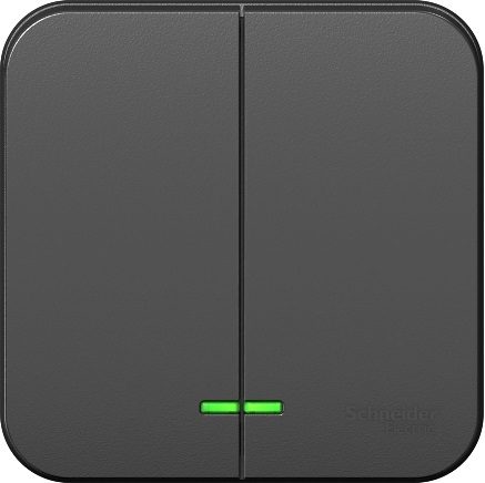 Выключатель двухклавишный наружный с подсветкой SCHNEIDER ELECTRIC Blanca антрацитовый (BLNVA105116) купить в Мастак Выключатель двухклавишный наружный с подсветкой SCHNEIDER ELECTRIC Blanca антрацитовый (BLNVA105116) купить в сети строительных магазинов Мастак