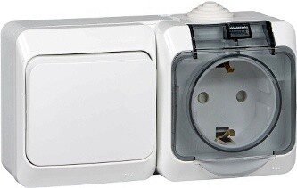 Выключатель с розеткой наружный с заземлением SCHNEIDER ELECTRIC Этюд белый (BPA16-241B) купить в Мастак Выключатель с розеткой наружный с заземлением SCHNEIDER ELECTRIC Этюд белый (BPA16-241B) купить в сети строительных магазинов Мастак