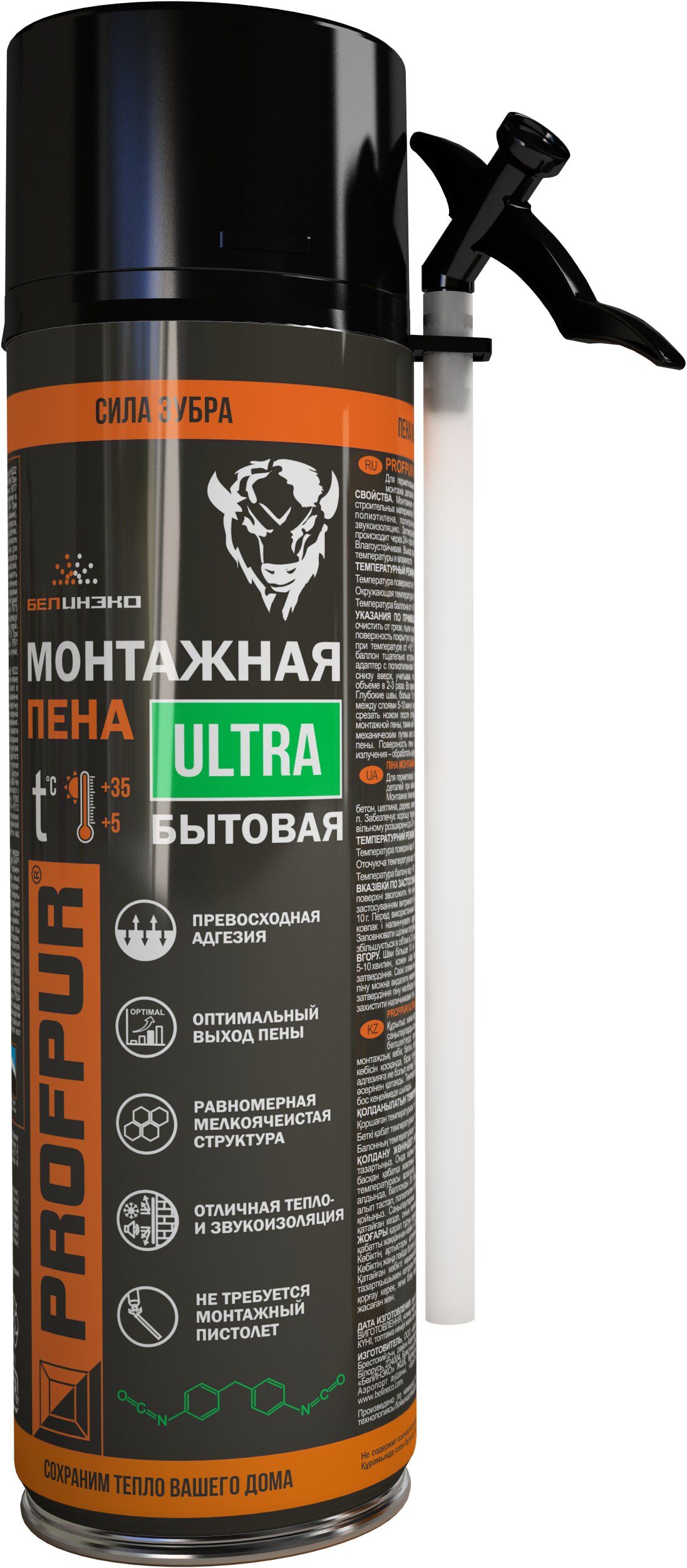 Пена монтажная PROFPUR Ultra 500 мл (4814016001854) купить в Мастак Пена монтажная PROFPUR Ultra 500 мл (4814016001854) купить в сети строительных магазинов Мастак