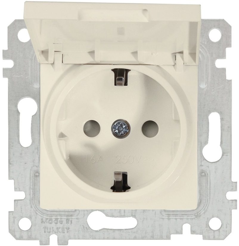 Розетка скрытая с крышкой и заземлением MUTLUSAN Rita кремовая (2200 611 0202) купить в Мастак Розетка скрытая с крышкой и заземлением MUTLUSAN Rita кремовая (2200 611 0202) купить в сети строительных магазинов Мастак