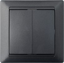 Выключатель двухклавишный скрытый BYLECTRICA Стиль графит (С5 10-803гр) купить в Мастак Выключатель двухклавишный скрытый BYLECTRICA Стиль графит (С5 10-803гр) купить в сети строительных магазинов Мастак