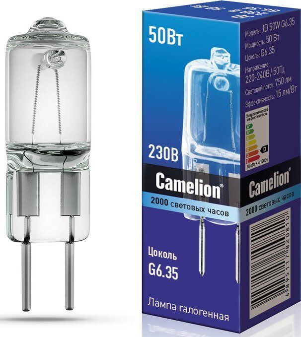 Лампа галогенная G6.35 CAMELION JD 50 Вт купить в Мастак Лампа галогенная G6.35 CAMELION JD 50 Вт купить в сети строительных магазинов Мастак