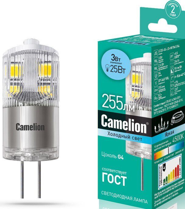 Лампа светодиодная G4 3 Вт CAMELION JD 4500К купить в Мастак Лампа светодиодная G4 3 Вт CAMELION JD 4500К купить в сети строительных магазинов Мастак