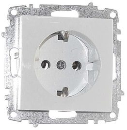 Розетка скрытая с заземлением EL-BI Zena белая (609-015600-217) купить в Мастак Розетка скрытая с заземлением EL-BI Zena белая (609-015600-217) купить в сети строительных магазинов Мастак