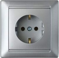 Розетка скрытая с заземлением BYLECTRICA Стиль серебро (РС16-306сер) купить в сети строительных магазинов Мастак