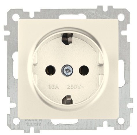 Розетка скрытая с заземлением MUTLUSAN Daria кремовая (2100 600 0202) купить в Мастак Розетка скрытая с заземлением MUTLUSAN Daria кремовая (2100 600 0202) купить в сети строительных магазинов Мастак