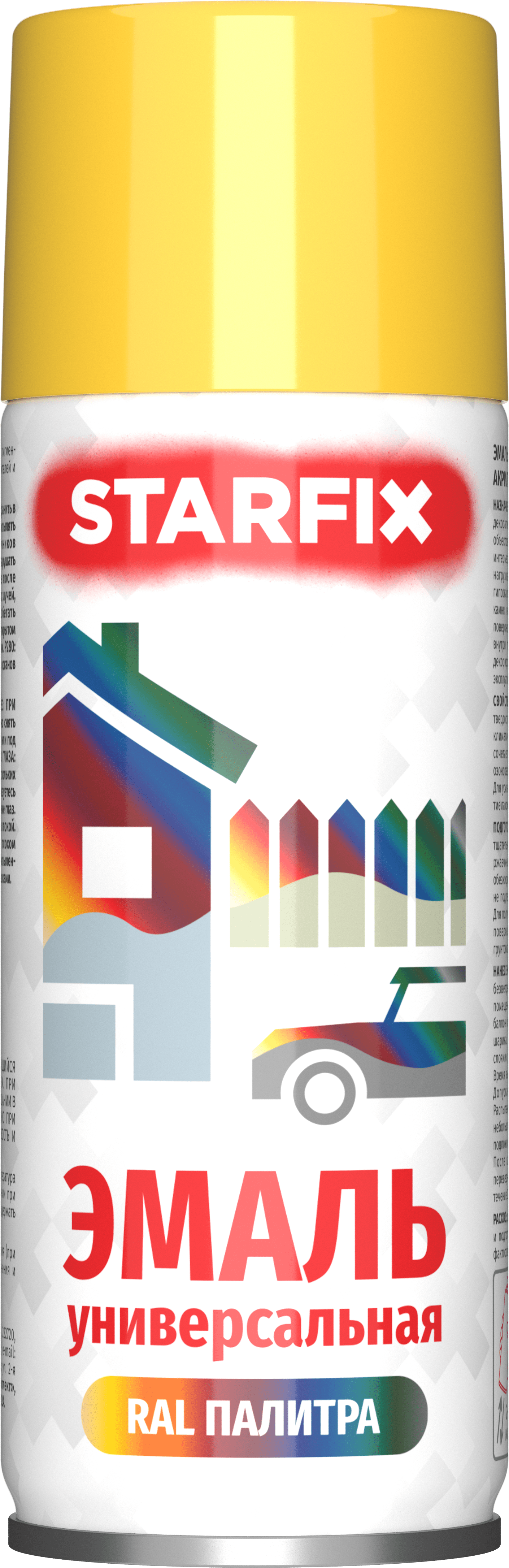 Краска-эмаль аэрозольная универсальная желтый 1018 STARFIX 520 мл (SM-95046-1) купить в Мастак Краска-эмаль аэрозольная универсальная желтый 1018 STARFIX 520 мл (SM-95046-1) купить в сети строительных магазинов Мастак