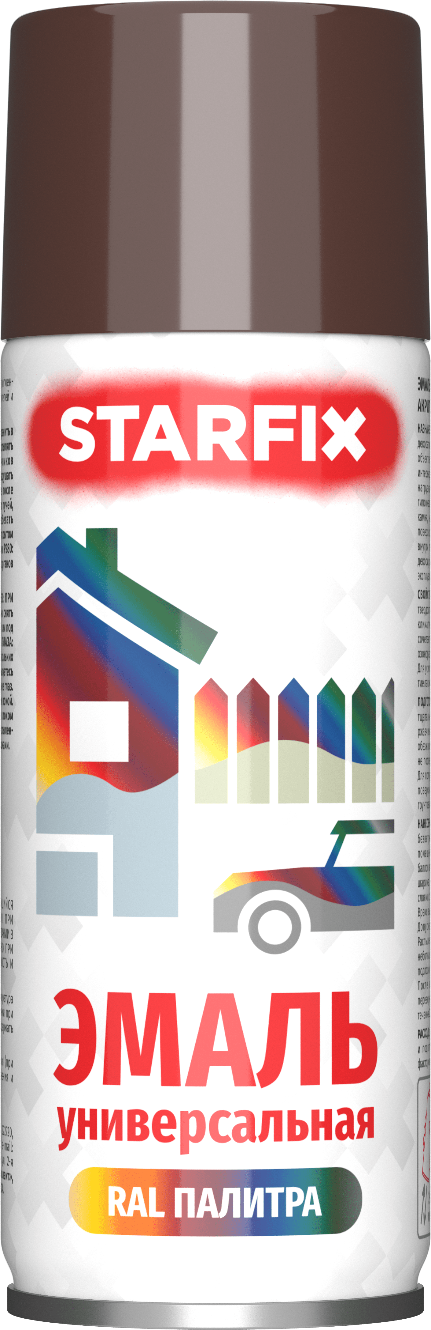 Краска-эмаль аэрозольная универсальная коричневый 8016 STARFIX 520 мл (SM-102044-1) купить в Мастак Краска-эмаль аэрозольная универсальная коричневый 8016 STARFIX 520 мл (SM-102044-1) купить в сети строительных магазинов Мастак