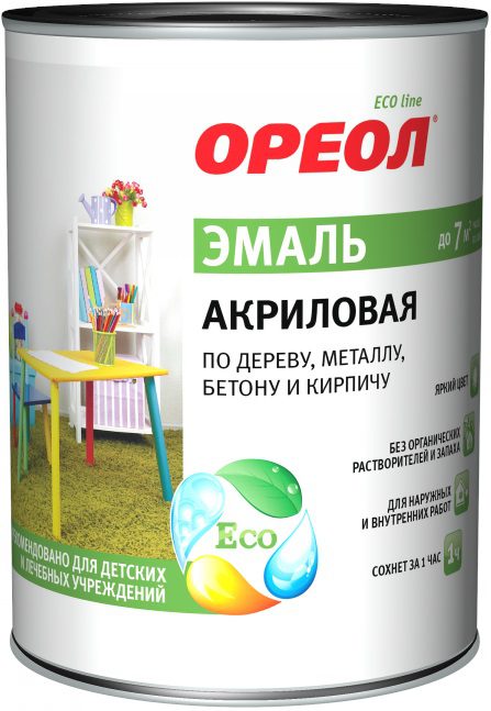 Эмаль акриловая ОРЕОЛ пластик матовая белая 0 Эмаль акриловая ОРЕОЛ пластик матовая белая 0