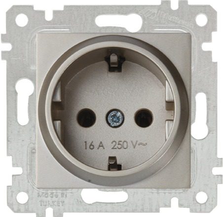 Розетка скрытая с заземлением MUTLUSAN Rita титан (2200 600 0283) купить в Мастак Розетка скрытая с заземлением MUTLUSAN Rita титан (2200 600 0283) купить в сети строительных магазинов Мастак