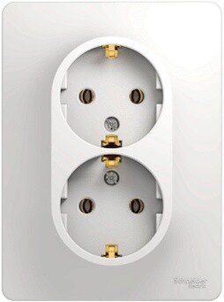 Розетка двойная скрытая с заземлением SCHNEIDER ELECTRIC Glossa белая (GSL000124) купить в Мастак Розетка двойная скрытая с заземлением SCHNEIDER ELECTRIC Glossa белая (GSL000124) купить в сети строительных магазинов Мастак