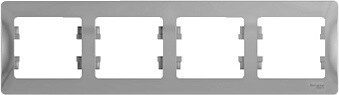Рамка четырехместная SCHNEIDER ELECTRIC Glossa горизонтальная алюминий (GSL000304) купить в Мастак Рамка четырехместная SCHNEIDER ELECTRIC Glossa горизонтальная алюминий (GSL000304) купить в сети строительных магазинов Мастак