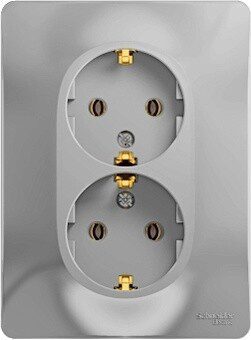 Розетка двойная скрытая с заземлением SCHNEIDER ELECTRIC Glossa алюминий (GSL000324) купить в Мастак Розетка двойная скрытая с заземлением SCHNEIDER ELECTRIC Glossa алюминий (GSL000324) купить в сети строительных магазинов Мастак