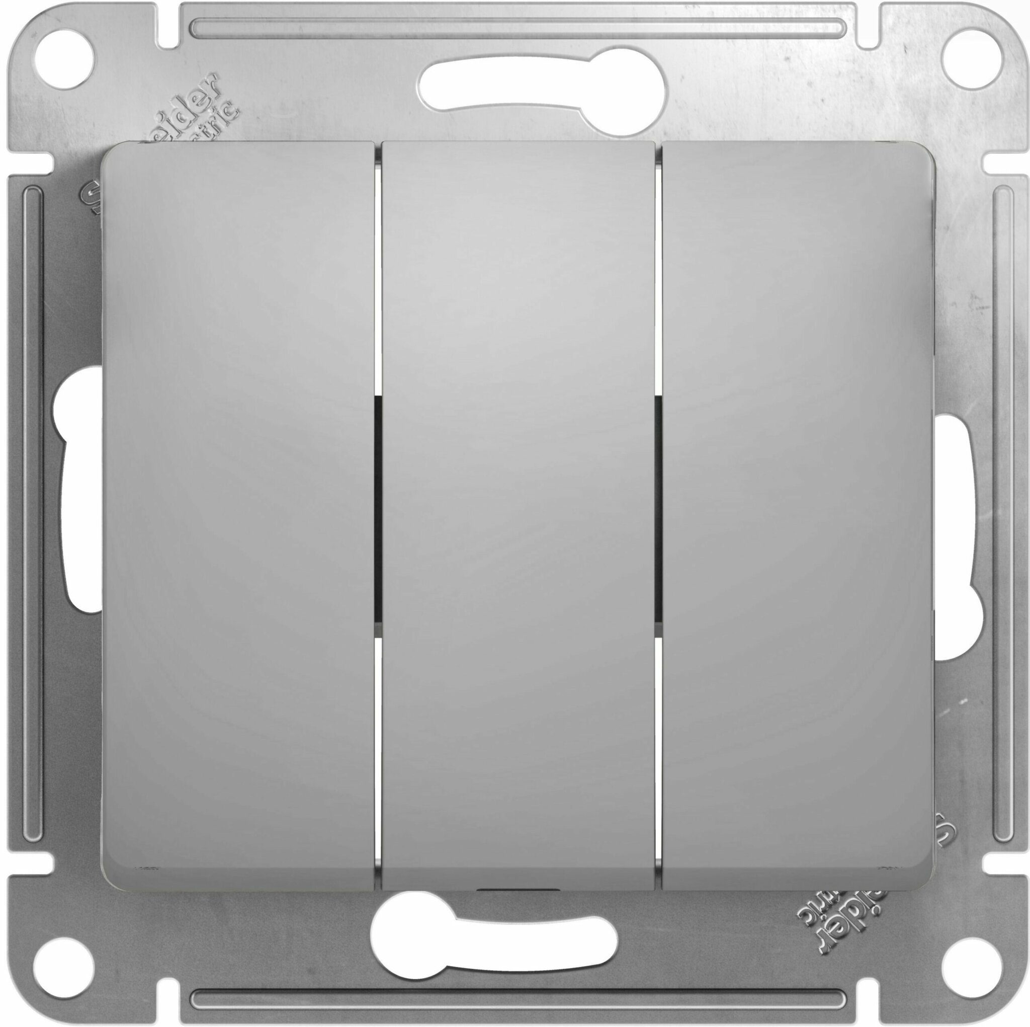 Выключатель трехклавишный скрытый SCHNEIDER ELECTRIC Glossa алюминий (GSL000331) купить в Мастак Выключатель трехклавишный скрытый SCHNEIDER ELECTRIC Glossa алюминий (GSL000331) купить в сети строительных магазинов Мастак