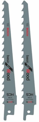 Полотно для сабельной пилы BOSCH Basic for Wood S617K 150 мм 2 штуки (2608650616) купить в сети строительных магазинов Мастак