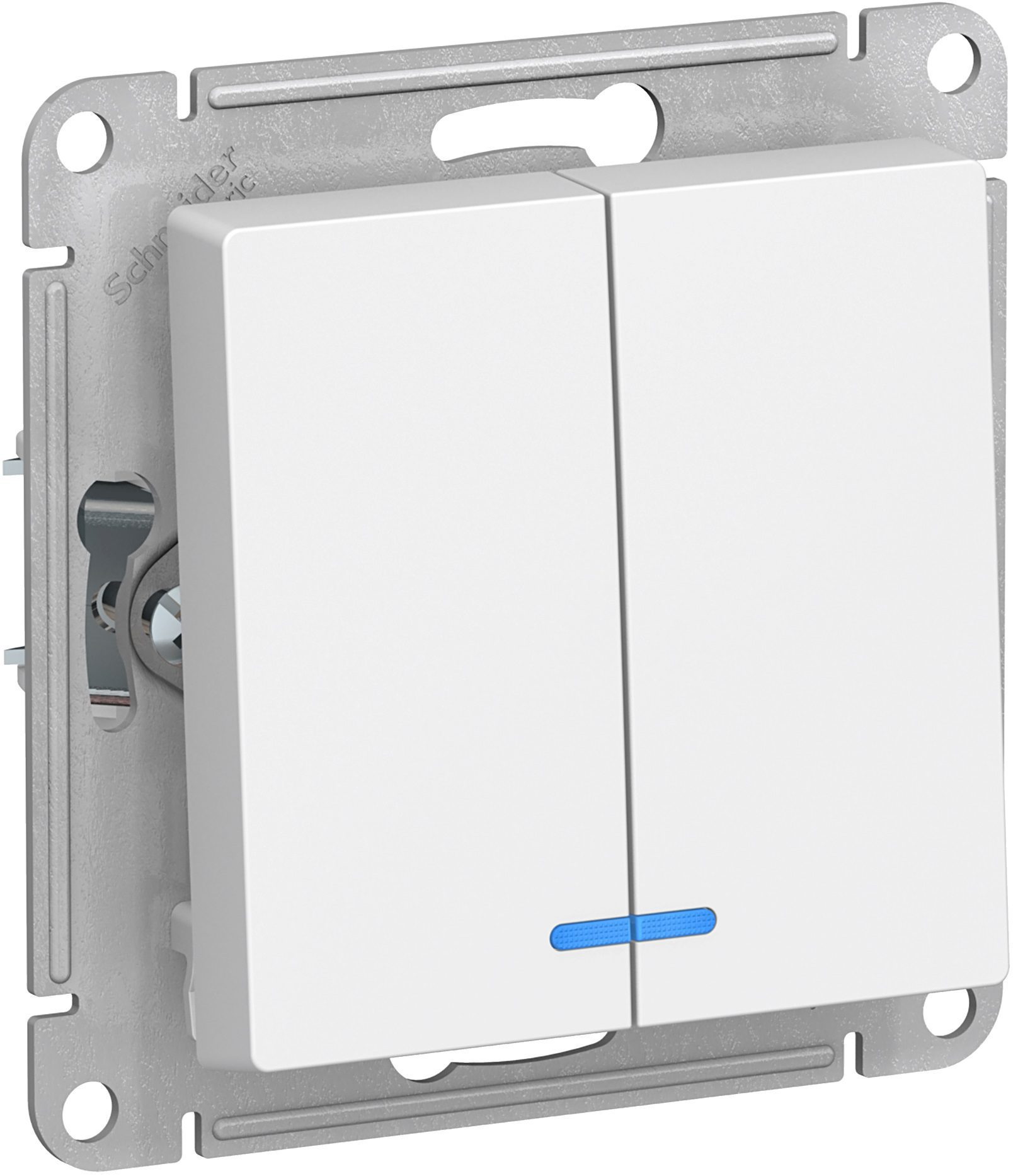 Выключатель двухклавишный скрытый с подсветкой SCHNEIDER ELECTRIC AtlasDesign белый (ATN000153) купить в Мастак Выключатель двухклавишный скрытый с подсветкой SCHNEIDER ELECTRIC AtlasDesign белый (ATN000153) купить в сети строительных магазинов Мастак