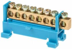 Шина N нулевая с изолятором на DIN-рейку 6х9мм 8 групп малая стойка ЮПИТЕР (JP7208-01)  купить в сети строительных магазинов Мастак