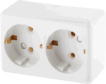 Розетка двойная наружная белая с заземлением ЮПИТЕР Эконом (JP7421-04) купить в Мастак Розетка двойная наружная белая с заземлением ЮПИТЕР Эконом (JP7421-04) купить в сети строительных магазинов Мастак