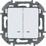 Выключатель двухклавишный скрытый с подсветкой LEGRAND Inspiria белый (673630) купить в сети строительных магазинов Мастак