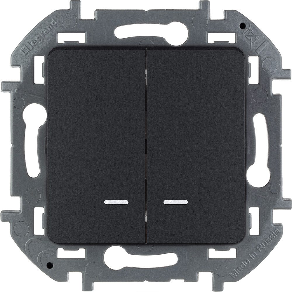 Выключатель двухклавишный скрытый с подсветкой LEGRAND Inspiria антрацит (673633) купить в Мастак Выключатель двухклавишный скрытый с подсветкой LEGRAND Inspiria антрацит (673633) купить в сети строительных магазинов Мастак
