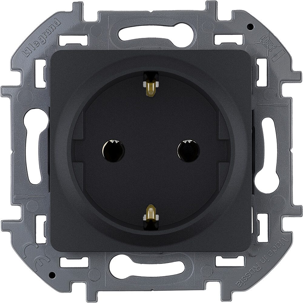 Розетка скрытая с заземлением LEGRAND Inspiria антрацит (673723) купить в Мастак Розетка скрытая с заземлением LEGRAND Inspiria антрацит (673723) купить в сети строительных магазинов Мастак