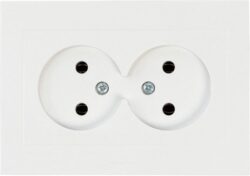 Розетка двойная скрытая без заземления OVIVO Grano белая (400-010300-908) купить в сети строительных магазинов Мастак