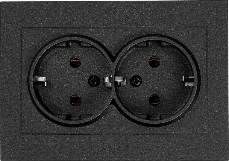 Розетка двойная скрытая с заземлением OVIVO Grano черная (400-170300-907) купить в Мастак Розетка двойная скрытая с заземлением OVIVO Grano черная (400-170300-907) купить в сети строительных магазинов Мастак