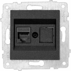 Розетка компьютерная OVIVO Grano черная (600-000317-229) купить в сети строительных магазинов Мастак