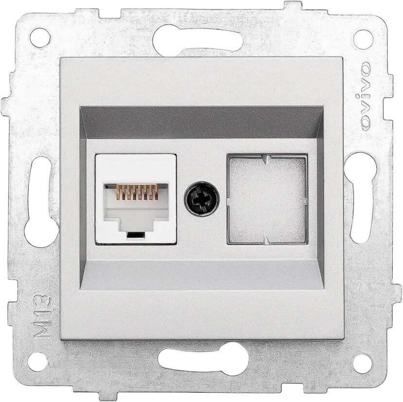 Розетка компьютерная OVIVO Grano серебро (600-000310-229) купить в Мастак Розетка компьютерная OVIVO Grano серебро (600-000310-229) купить в сети строительных магазинов Мастак