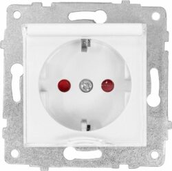 Розетка скрытая с крышкой и заземлением OVIVO Grano белая (600-000301-243) купить в сети строительных магазинов Мастак
