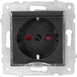 Розетка скрытая с крышкой и заземлением OVIVO Grano черная (600-000317-243) купить в сети строительных магазинов Мастак