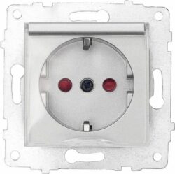 Розетка скрытая с крышкой и заземлением OVIVO Grano серебро (600-000310-243) купить в сети строительных магазинов Мастак