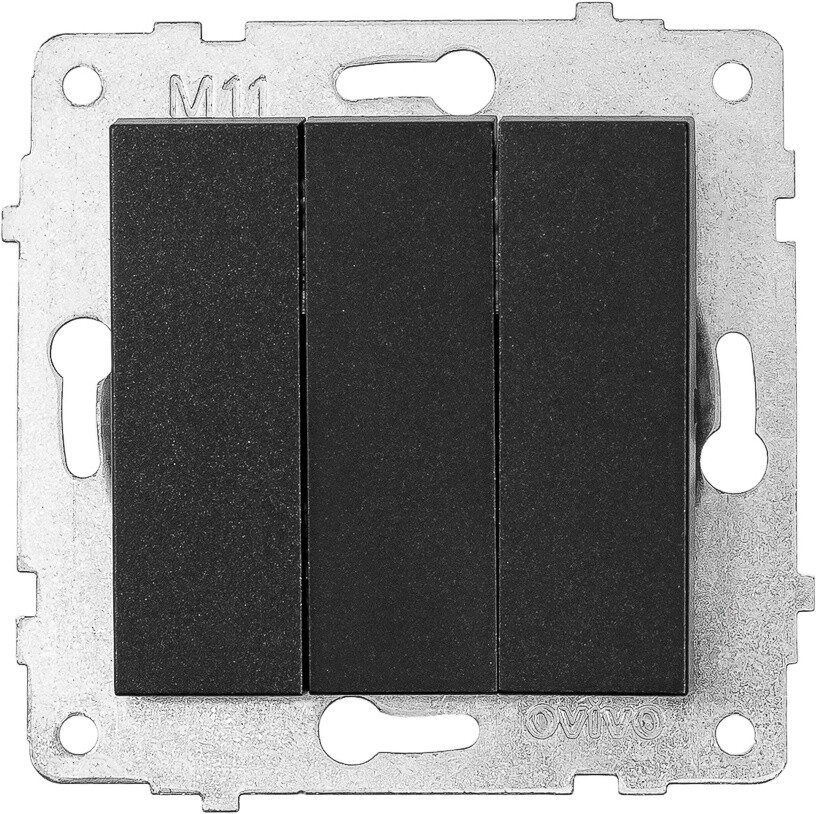 Выключатель трехклавишный скрытый OVIVO Grano черный (600-000217-254) купить в Мастак Выключатель трехклавишный скрытый OVIVO Grano черный (600-000217-254) купить в сети строительных магазинов Мастак