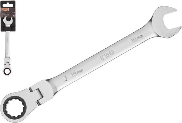Ключ комбинированный 18 мм с поворотной трещоткой PRO STARTUL (PRO-7218) купить в Мастак Ключ комбинированный 18 мм с поворотной трещоткой PRO STARTUL (PRO-7218) купить в сети строительных магазинов Мастак