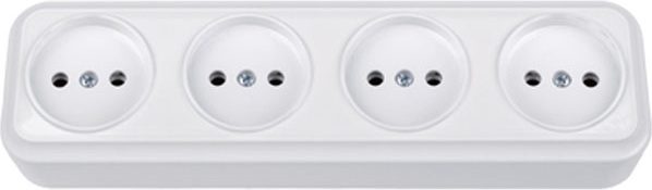 Розетка четверная наружная BYLECTRICA Вариант белая (РА16-0181) купить в Мастак Розетка четверная наружная BYLECTRICA Вариант белая (РА16-0181) купить в сети строительных магазинов Мастак