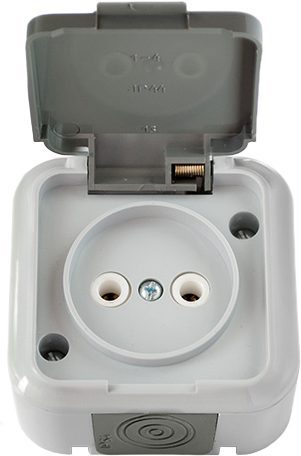 Розетка наружная брызгозащищенная BYLECTRICA Пралеска Аква серая (РА16-296(03)) купить в Мастак Розетка наружная брызгозащищенная BYLECTRICA Пралеска Аква серая (РА16-296(03)) купить в сети строительных магазинов Мастак