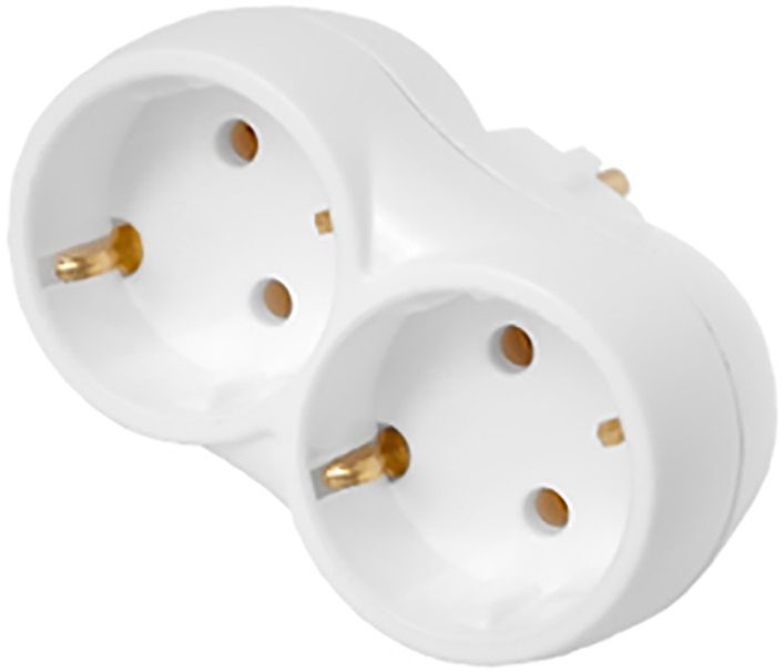 Разветвитель двойной для розетки BYLECTRICA с заземлением 16А 250В (РВ16-373) купить в Мастак Разветвитель двойной для розетки BYLECTRICA с заземлением 16А 250В (РВ16-373) купить в сети строительных магазинов Мастак