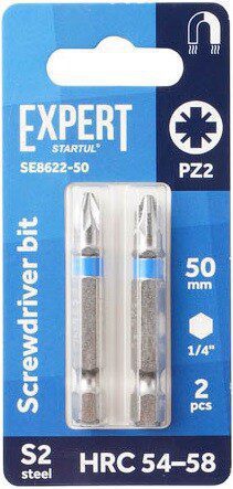 Бита для шуруповерта магнитная PZ2 50 мм STARTUL Expert 2 штуки (SE8622-50) купить в сети строительных магазинов Мастак