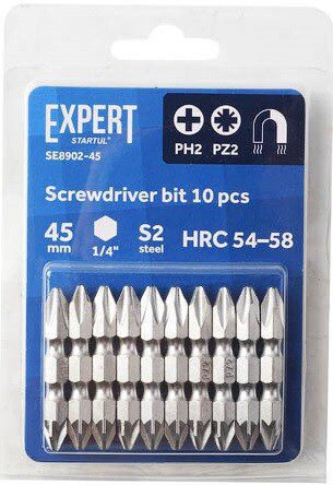 Бита для шуруповерта двусторонняя PH2-PZ2 45 мм STARTUL Expert 10 штук (SE8902-45) купить в Мастак Бита для шуруповерта двусторонняя PH2-PZ2 45 мм STARTUL Expert 10 штук (SE8902-45) купить в сети строительных магазинов Мастак