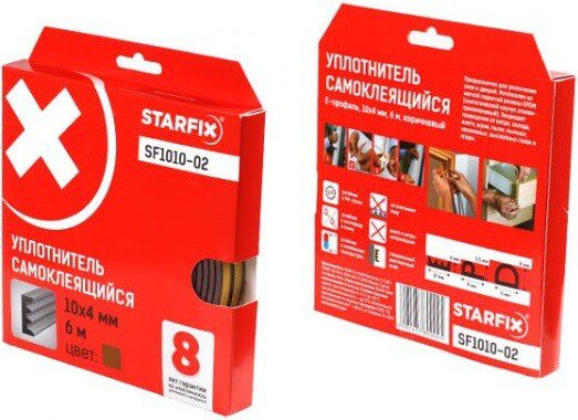 Уплотнитель тип E коричневый 10х4 мм STARFIX 6 м (SF1010-02) купить в Мастак Уплотнитель тип E коричневый 10х4 мм STARFIX 6 м (SF1010-02) купить в сети строительных магазинов Мастак