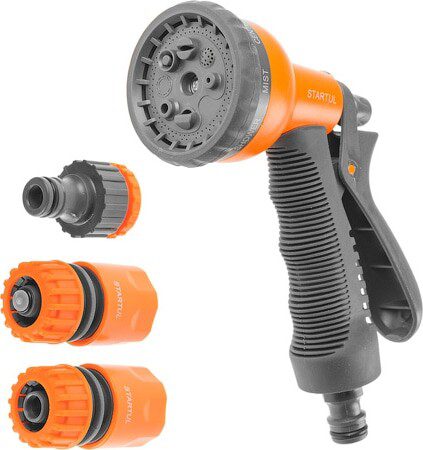 Пистолет-распылитель 8-позиционный и набор фитингов STARTUL GARDEN (ST6010-10) купить в Мастак Пистолет-распылитель 8-позиционный и набор фитингов STARTUL GARDEN (ST6010-10) купить в сети строительных магазинов Мастак