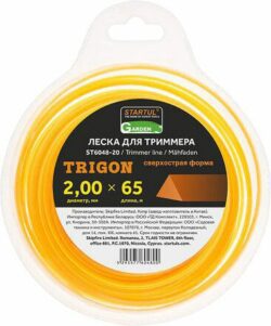 Леска для триммера d 2 мм x 65 м сечение треугольное STARTUL GARDEN (ST6048-20) купить в сети строительных магазинов Мастак