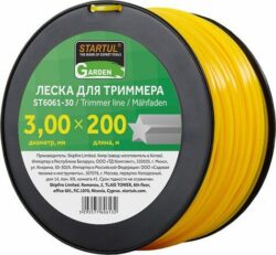 Леска для триммера d 3 мм x 200 м сечение звездочка STARTUL GARDEN (ST6061-30) купить в сети строительных магазинов Мастак