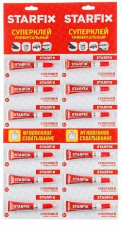 Суперклей универсальный STARFIX 3 г х 12 штук (SM-42379-1) купить в сети строительных магазинов Мастак