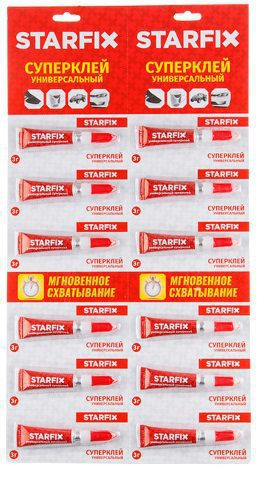 Суперклей универсальный STARFIX 3 г х 12 штук (SM-42379-1) купить в Мастак Суперклей универсальный STARFIX 3 г х 12 штук (SM-42379-1) купить в сети строительных магазинов Мастак