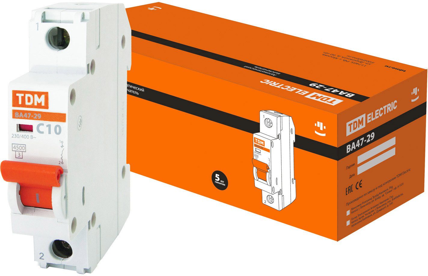 Автоматический выключатель TDM ВА47-29 1Р 10А С 4 Автоматический выключатель TDM ВА47-29 1Р 10А С 4