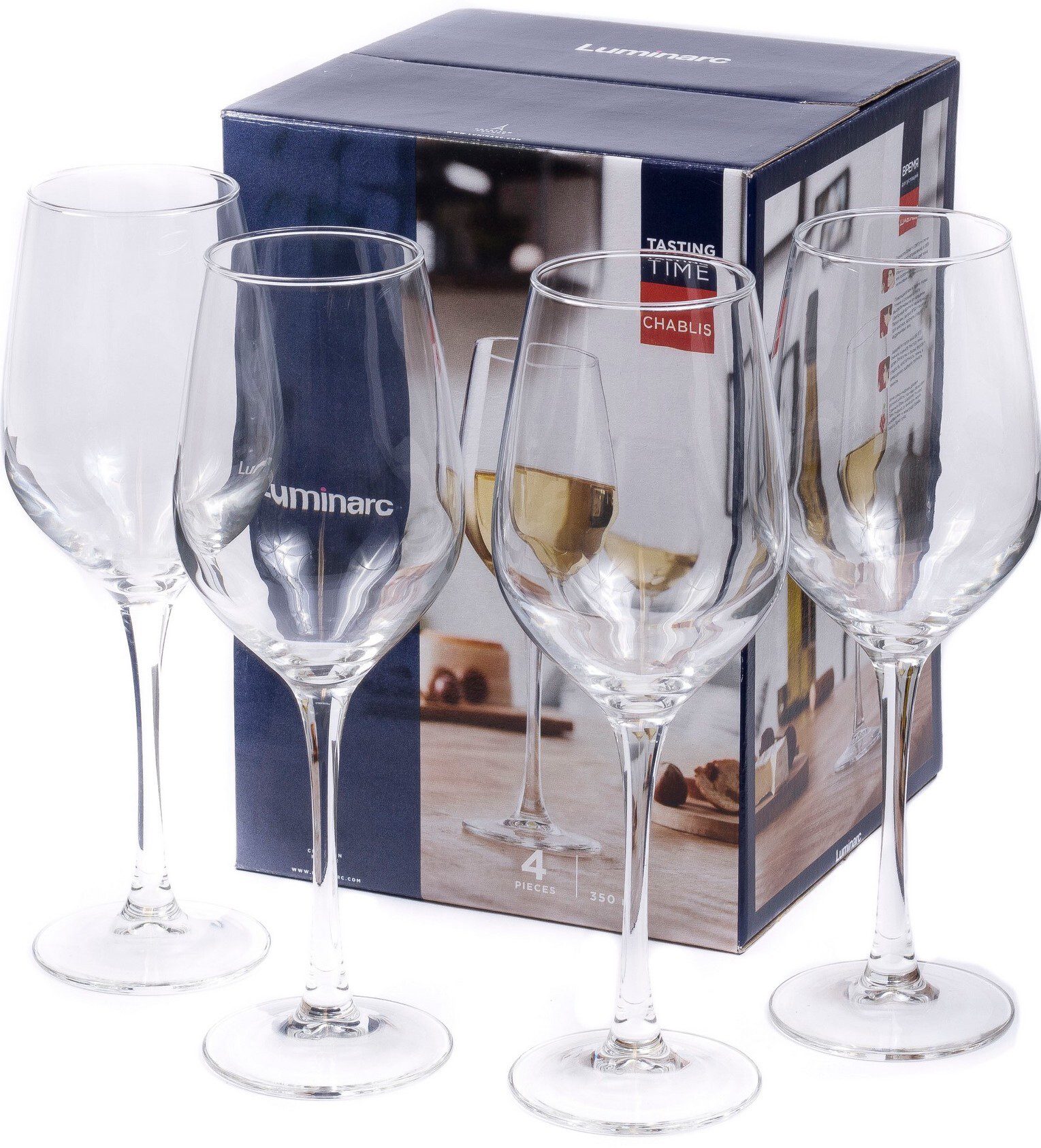 Набор бокалов для вина LUMINARC Tasting time. Chablis 4 штуки 350 мл (P6817) купить в Мастак Набор бокалов для вина LUMINARC Tasting time. Chablis 4 штуки 350 мл (P6817) купить в сети строительных магазинов Мастак